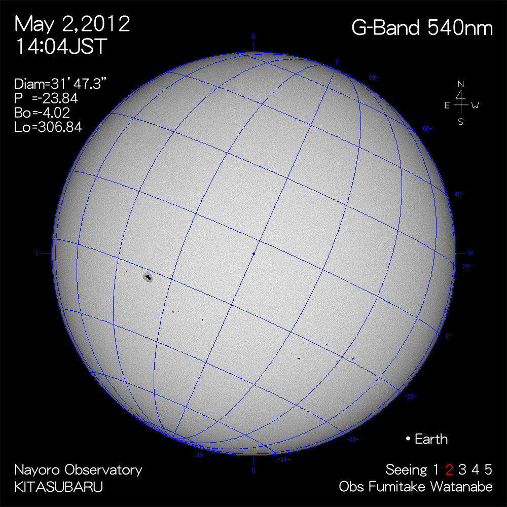 2012年5月2日540nm波長の太陽