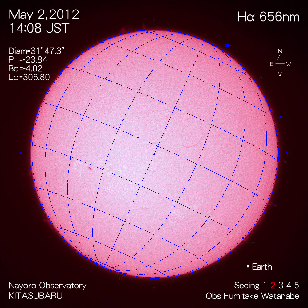 2012年5月2日Hα波長の太陽