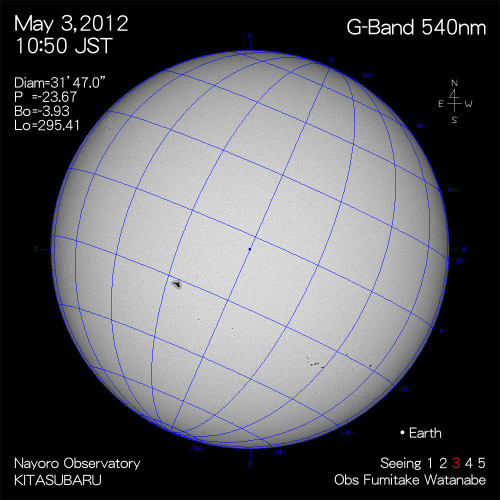 2012年5月3日540nm波長の太陽