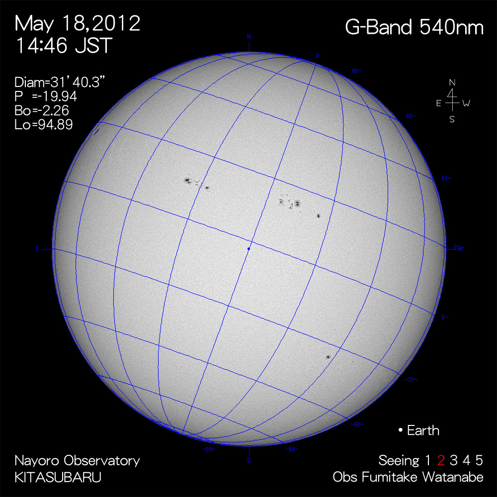 2012年5月18日540nm波長の太陽