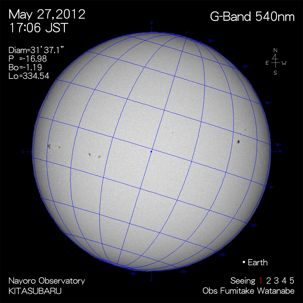 2012年5月27日540nm波長の太陽