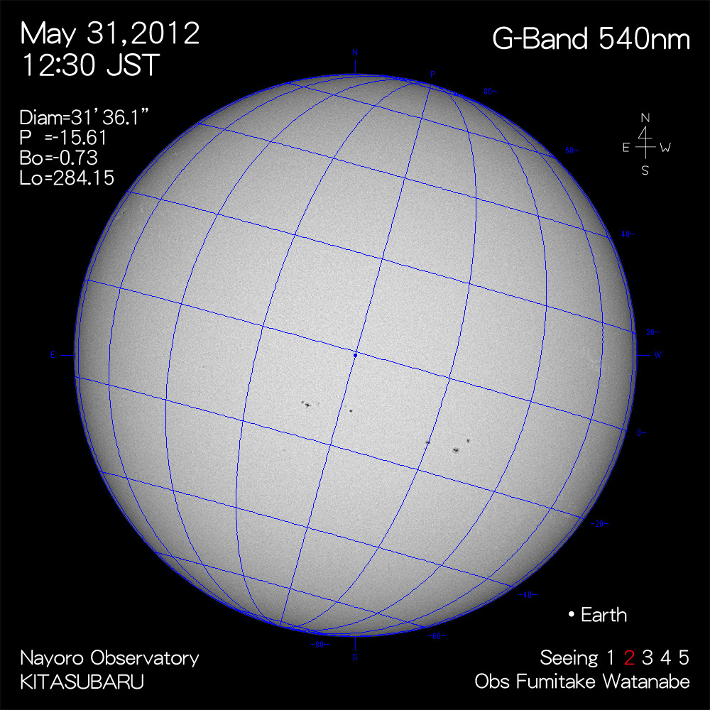 2012年5月31日540nm波長の太陽