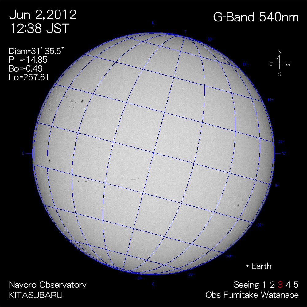 2012年6月2日540nm波長の太陽