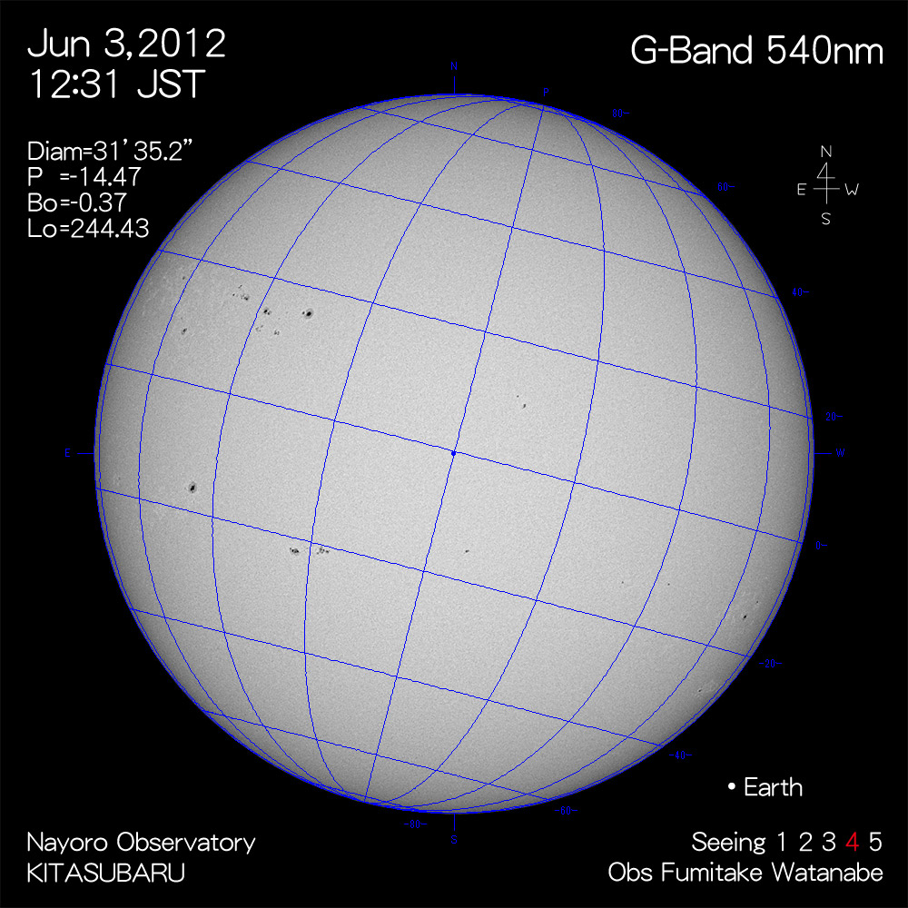 2012年6月3日540nm波長の太陽