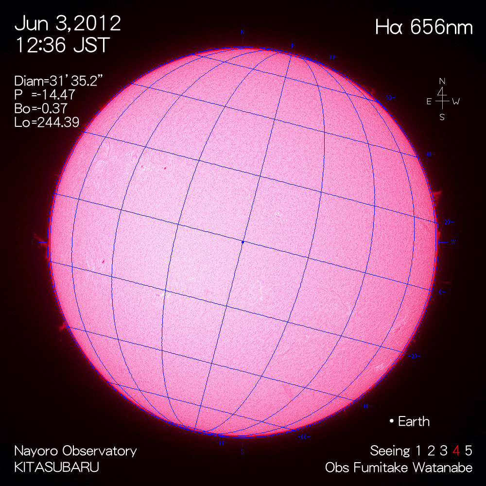 2012年6月3日Hα波長の太陽