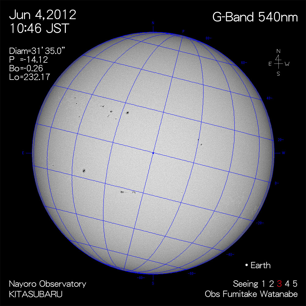 2012年6月4日540nm波長の太陽