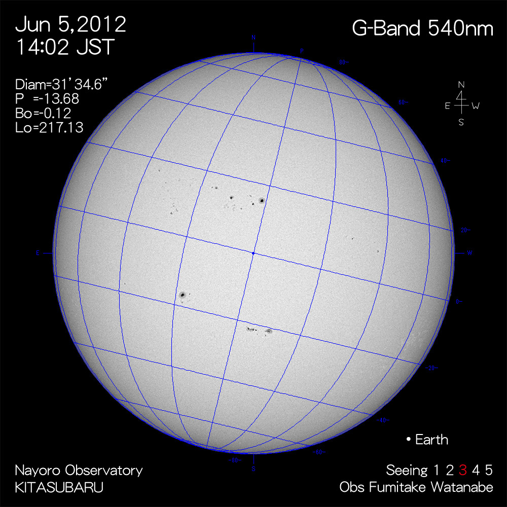 2012年6月5日540nm波長の太陽