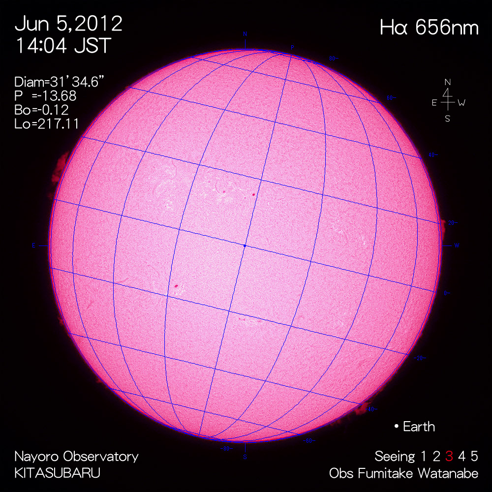 2012年6月5日Hα波長の太陽