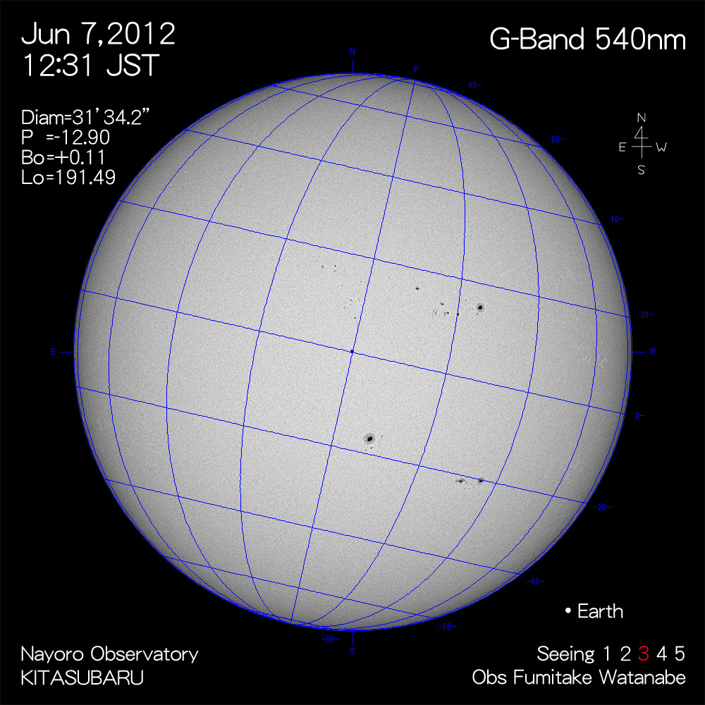 2012年6月7日540nm波長の太陽