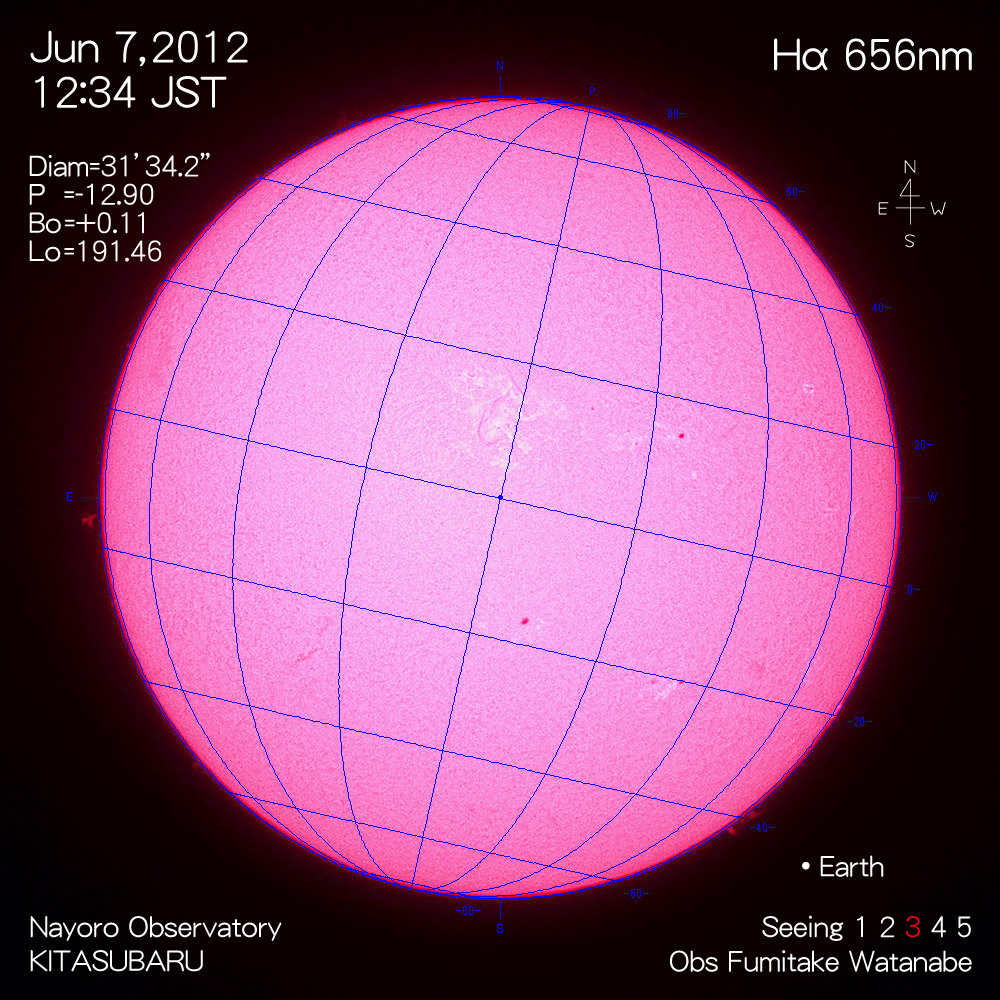2012年6月7日Hα波長の太陽