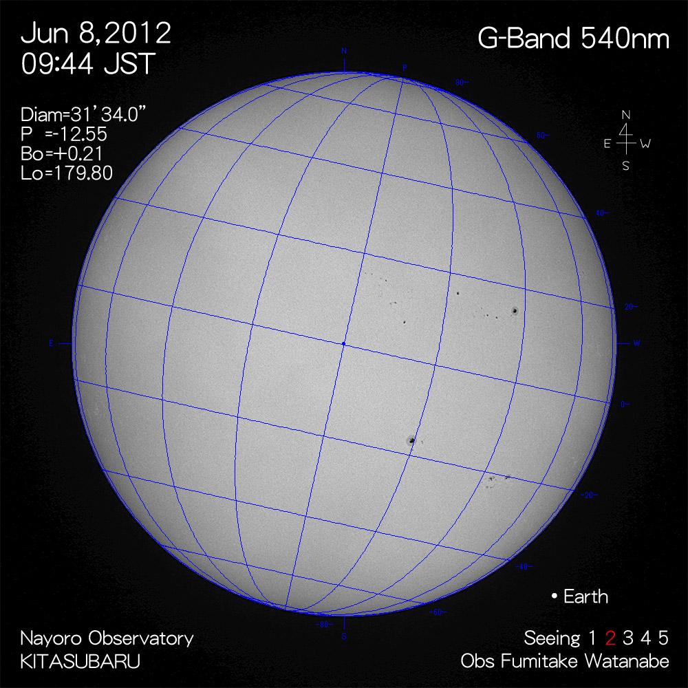 2012年6月8日540nm波長の太陽