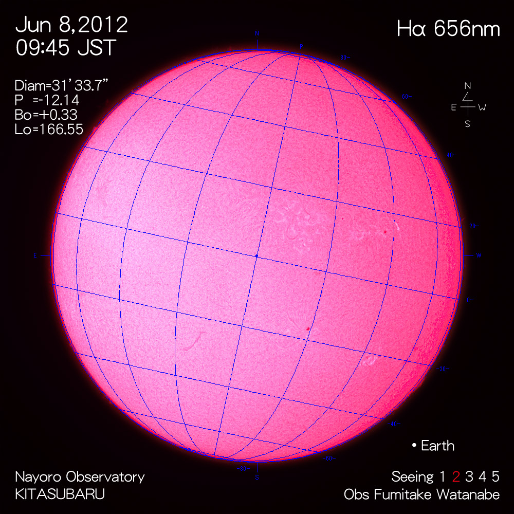 2012年6月8日Hα波長の太陽