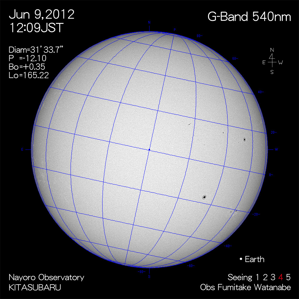 2012年6月9日540nm波長の太陽