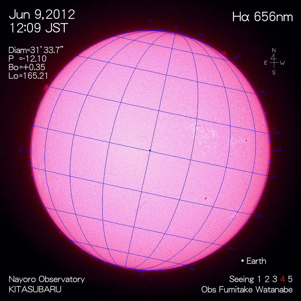 2012年6月9日Hα波長の太陽