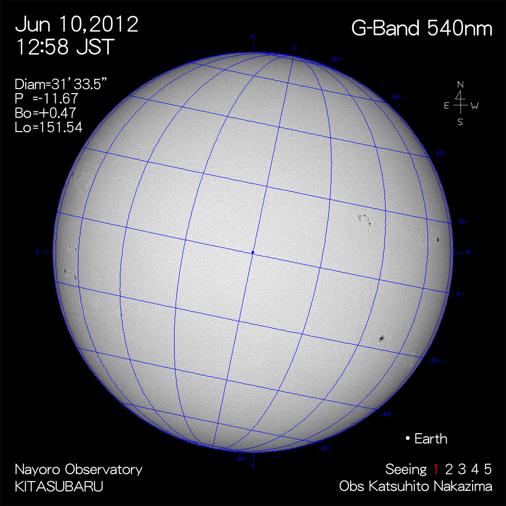 2012年6月10日540nm波長の太陽