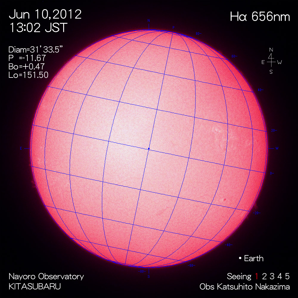 2012年6月10日Hα波長の太陽
