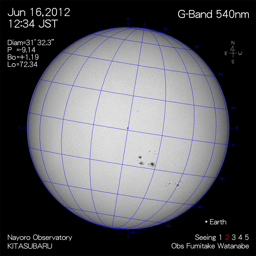 2012年6月16日540nm波長の太陽