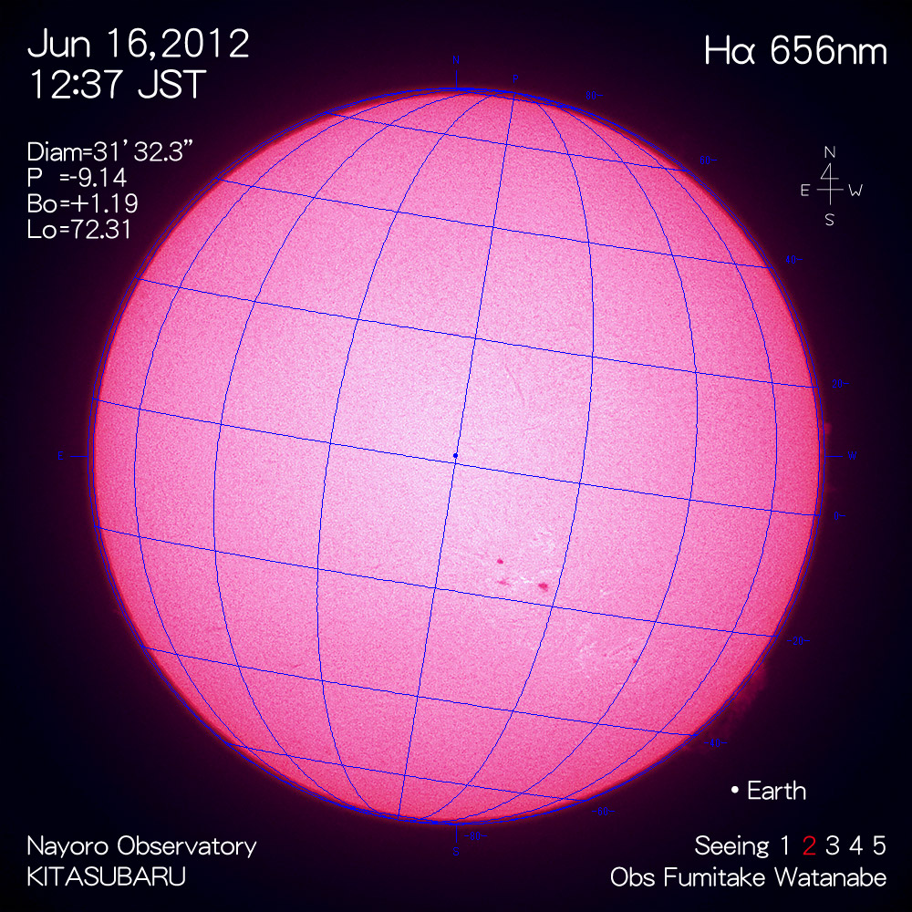 2012年6月16日Hα波長の太陽