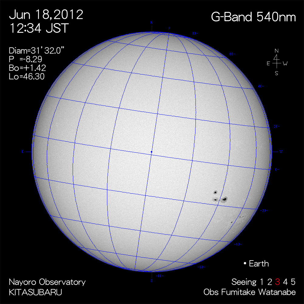 2012年6月18日540nm波長の太陽