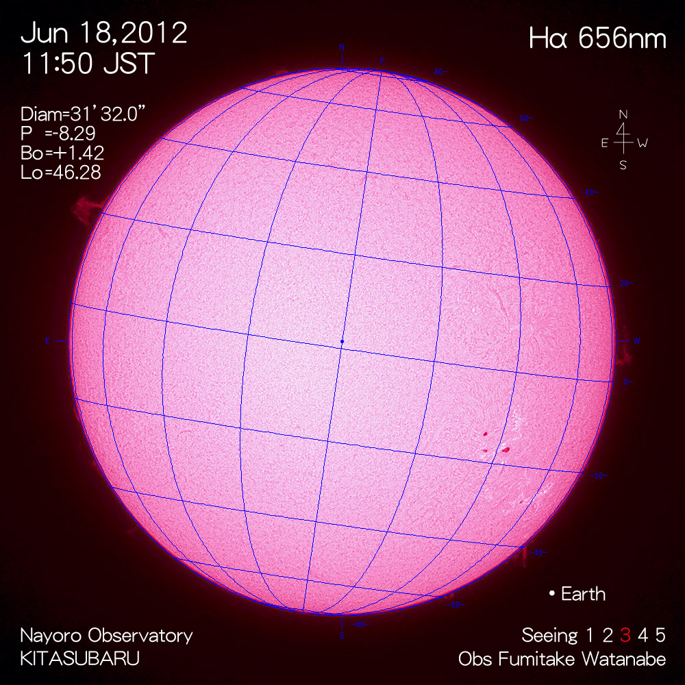 2012年6月18日Hα波長の太陽