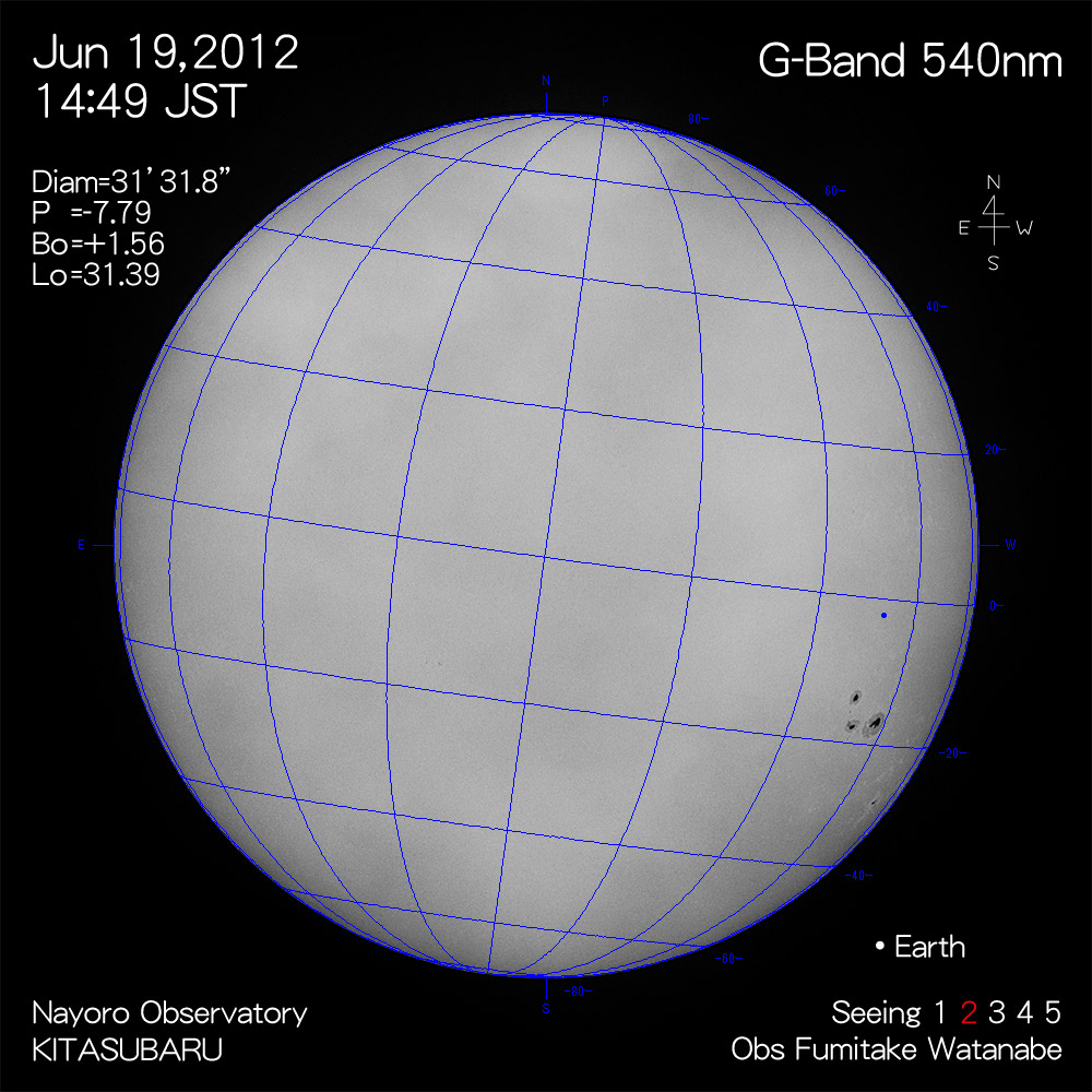 2012年6月19日540nm波長の太陽