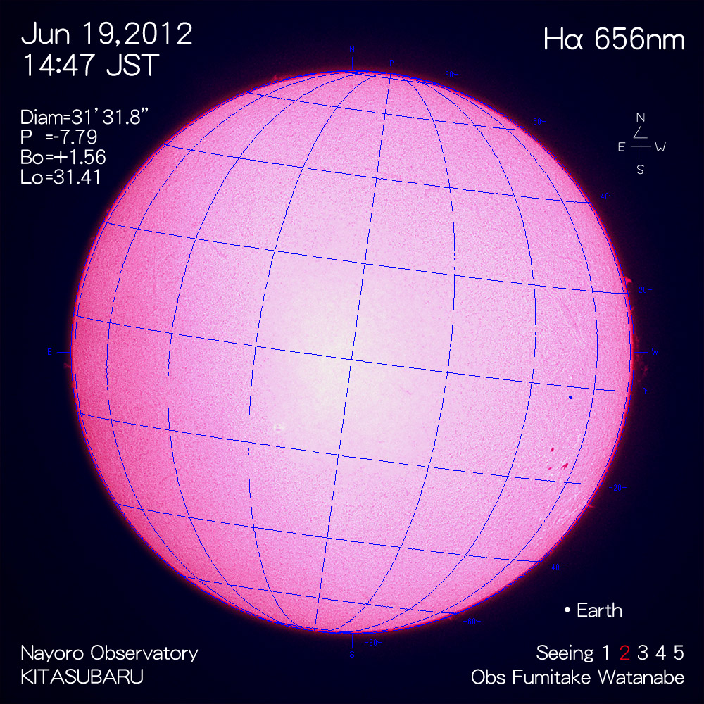 2012年6月19日Hα波長の太陽