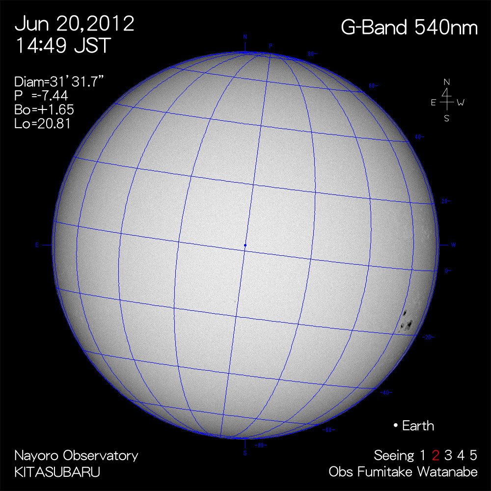 2012年6月20日540nm波長の太陽