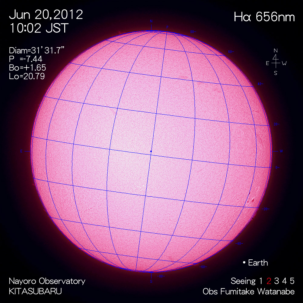 2012年6月20日Hα波長の太陽