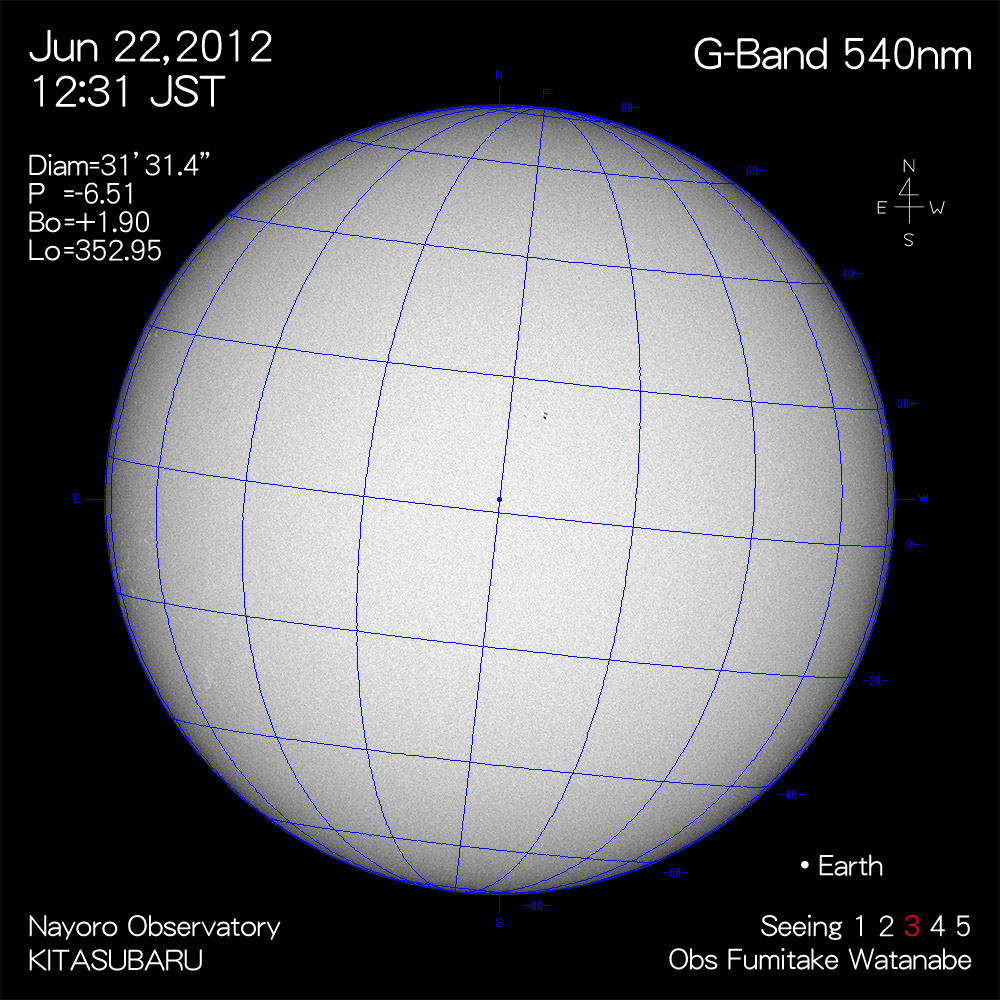 2012年6月22日540nm波長の太陽