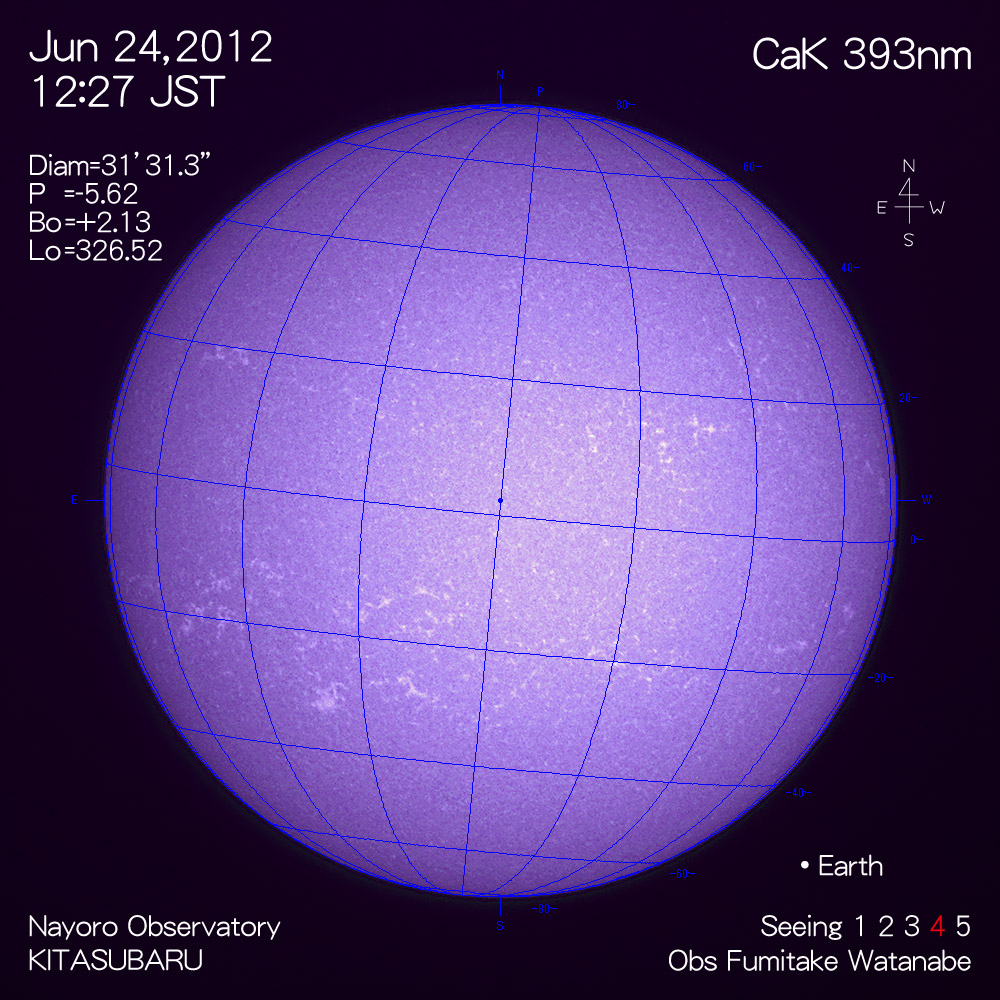2012年6月24日CaK波長の太陽