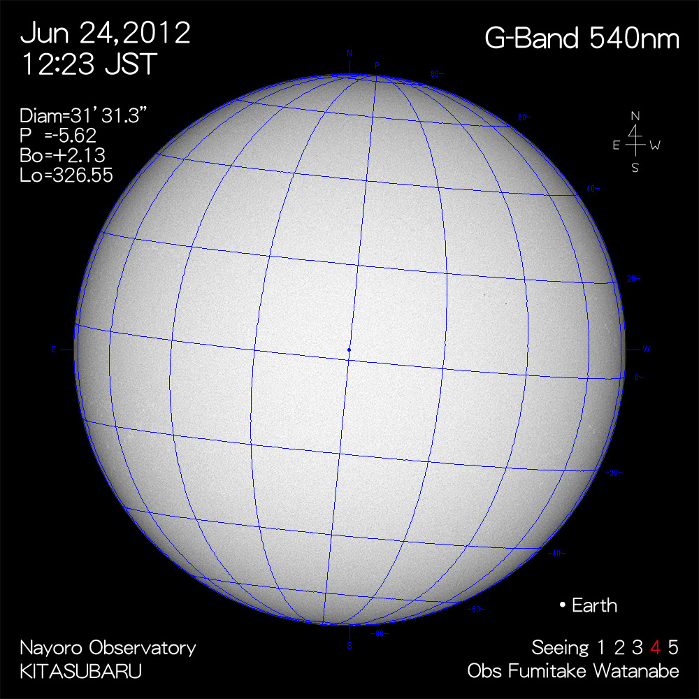 2012年6月24日540nm波長の太陽