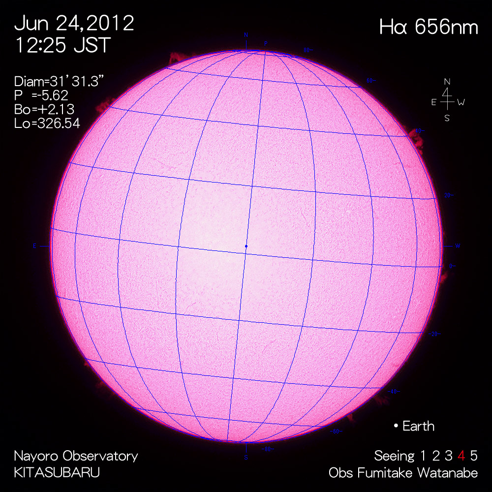 2012年6月24日Hα波長の太陽