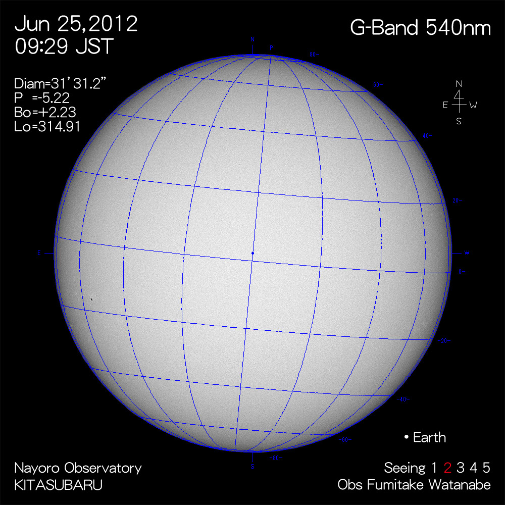 2012年6月25日540nm波長の太陽