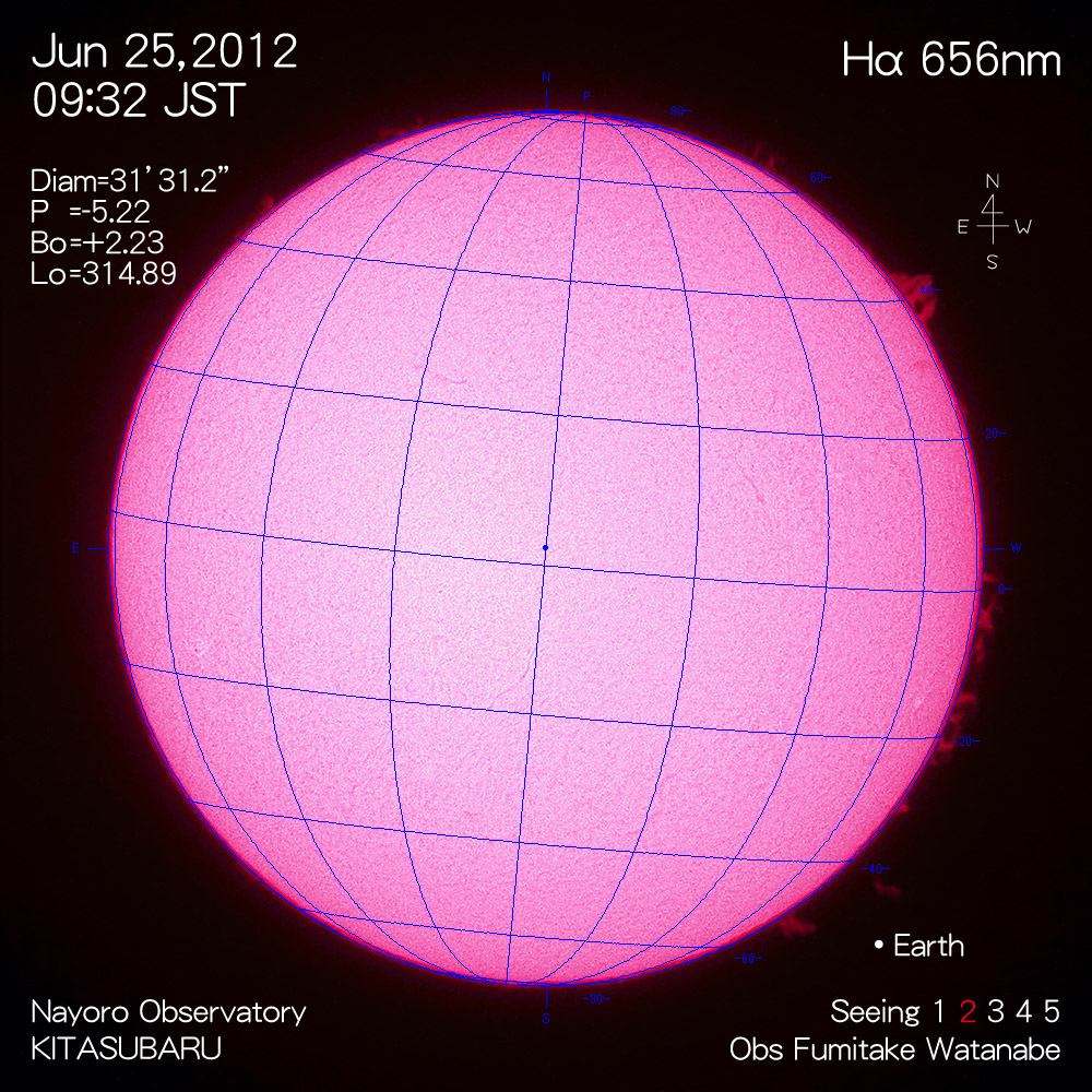 2012年6月25日Hα波長の太陽