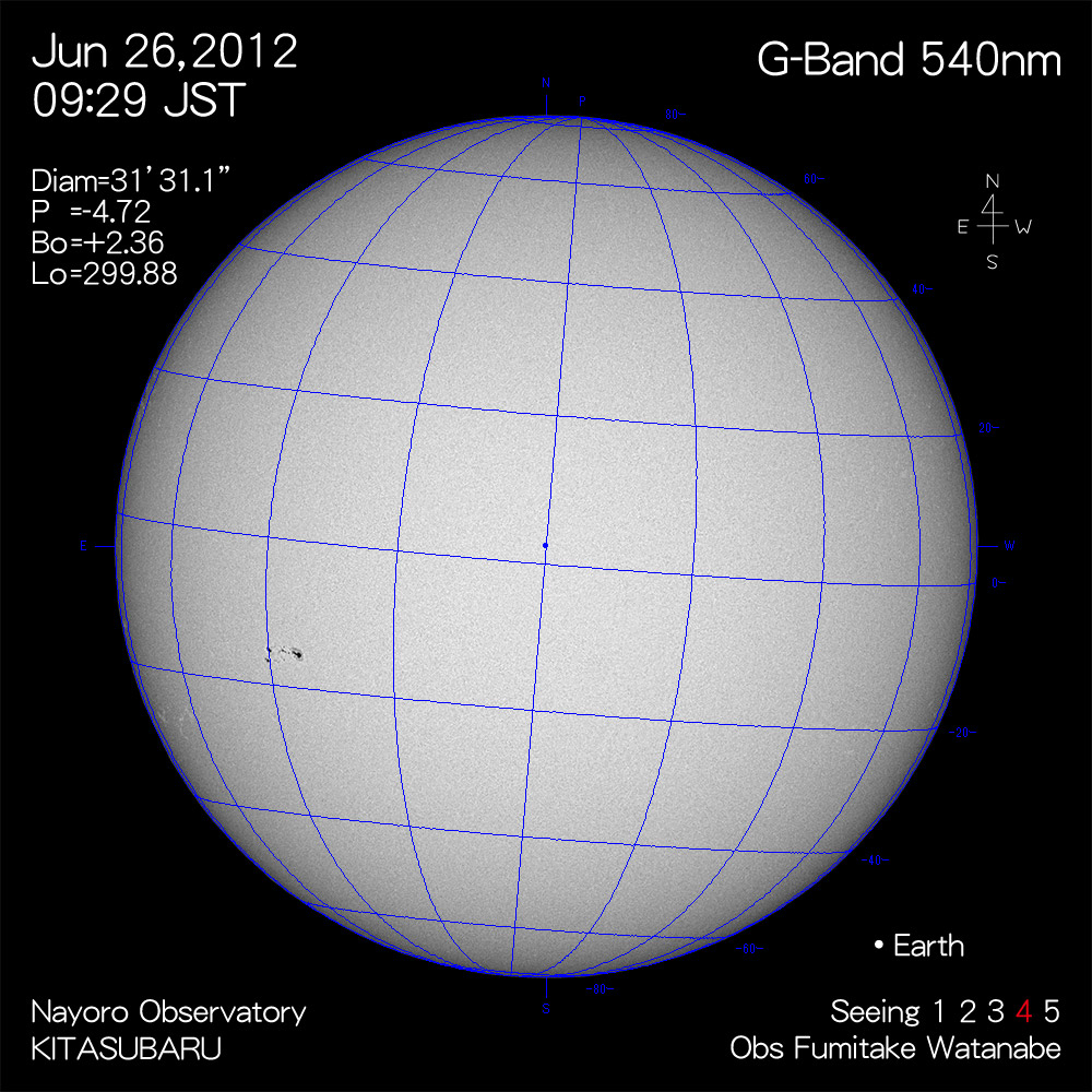 2012年6月26日540nm波長の太陽