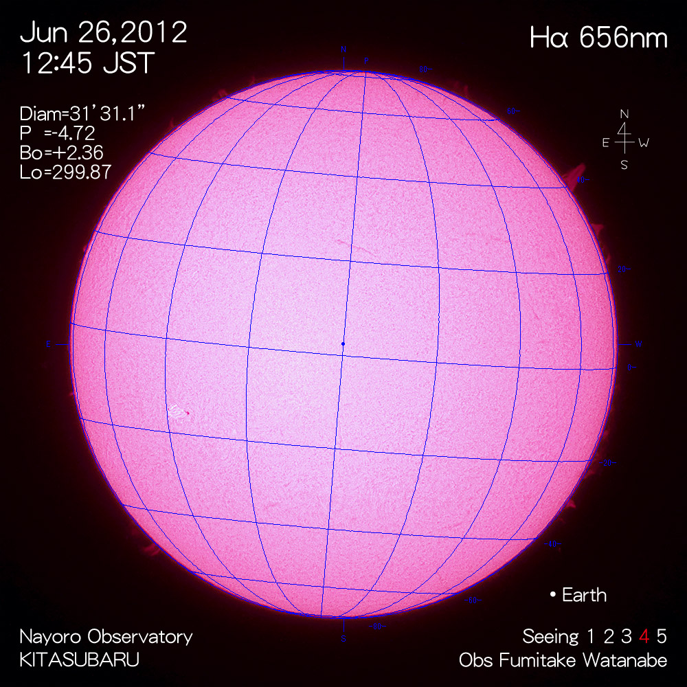 2012年6月26日Hα波長の太陽