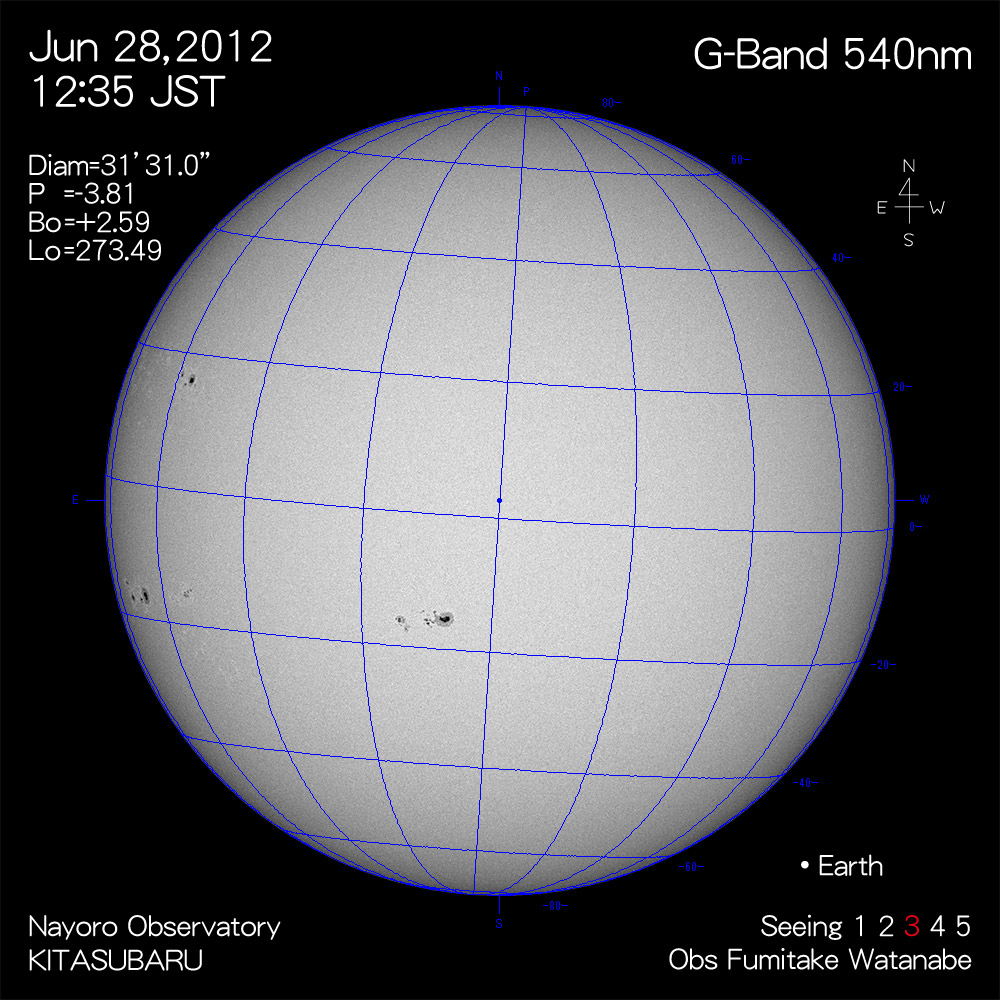 2012年6月28日540nm波長の太陽