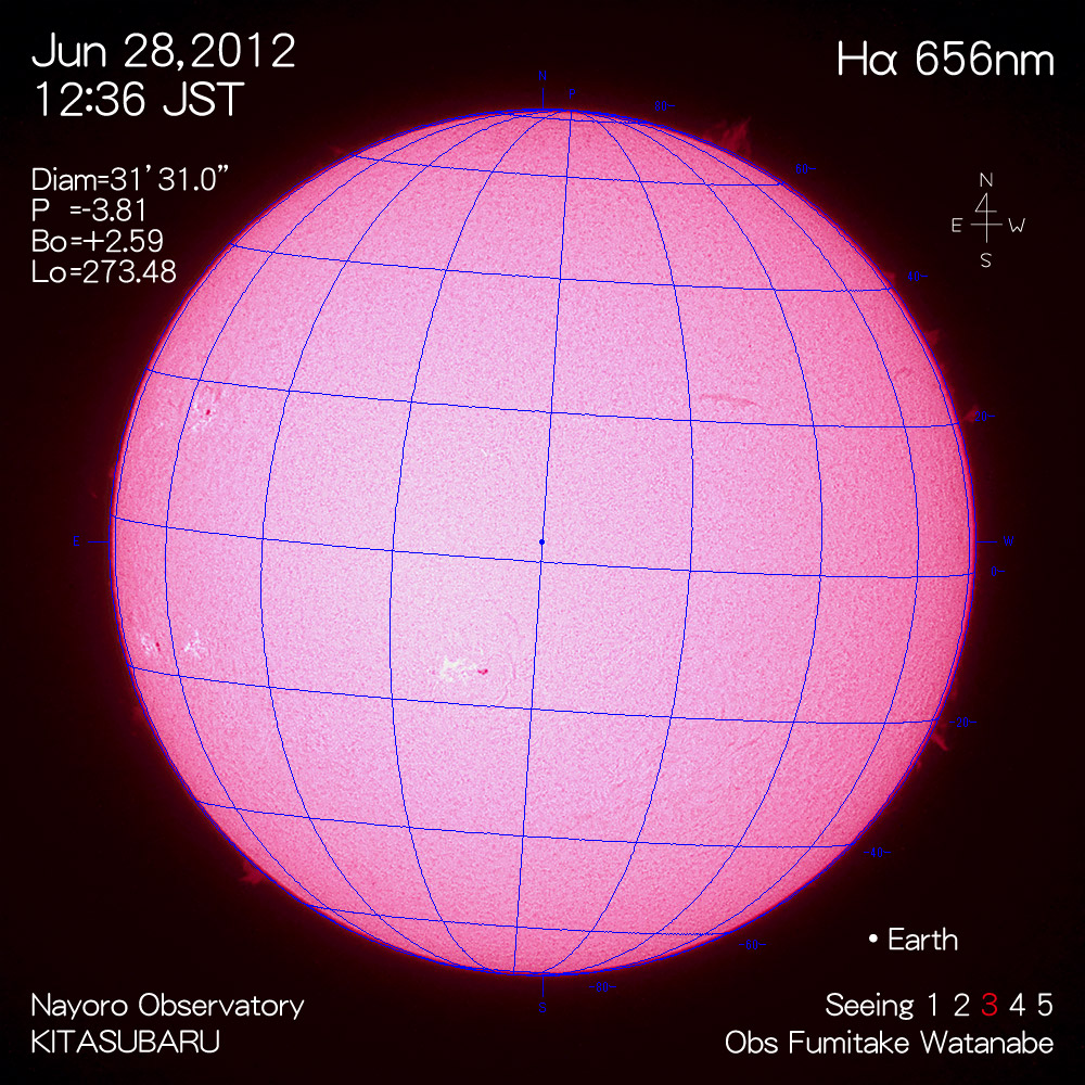 2012年6月28日Hα波長の太陽