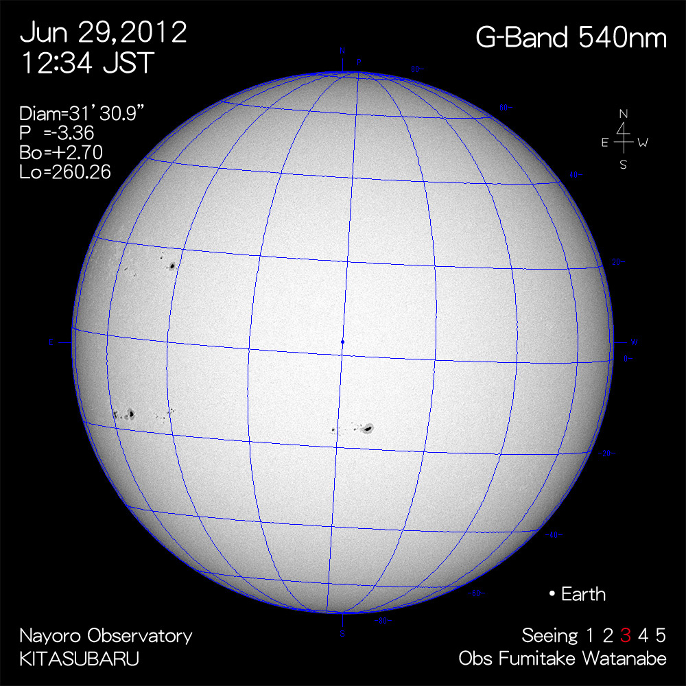 2012年6月29日540nm波長の太陽