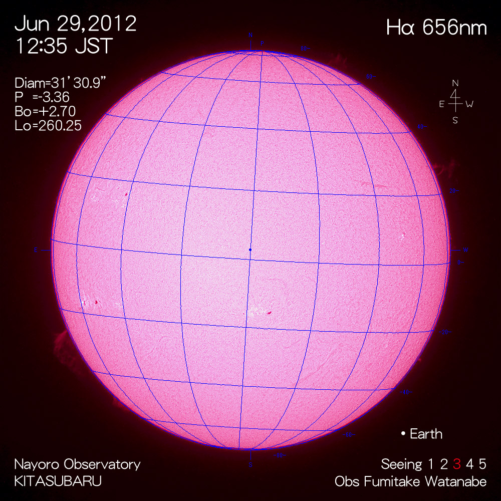 2012年6月29日Hα波長の太陽