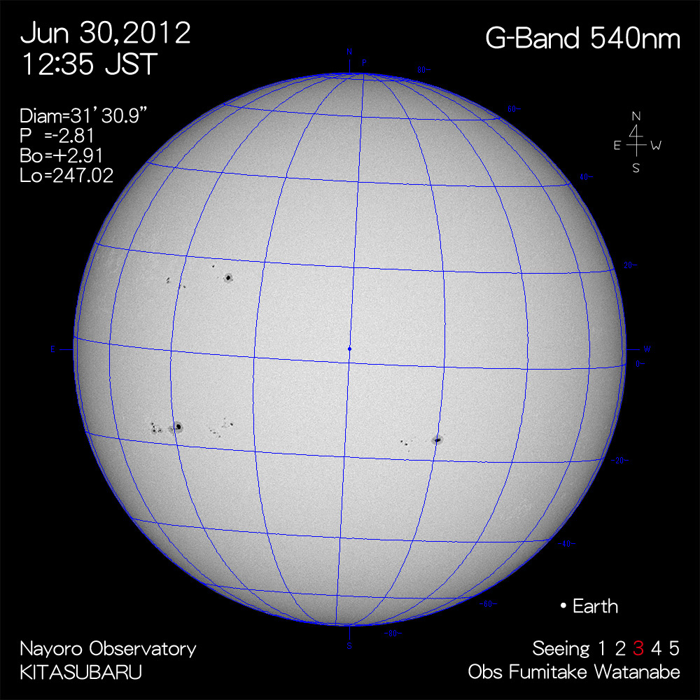 2012年6月30日540nm波長の太陽