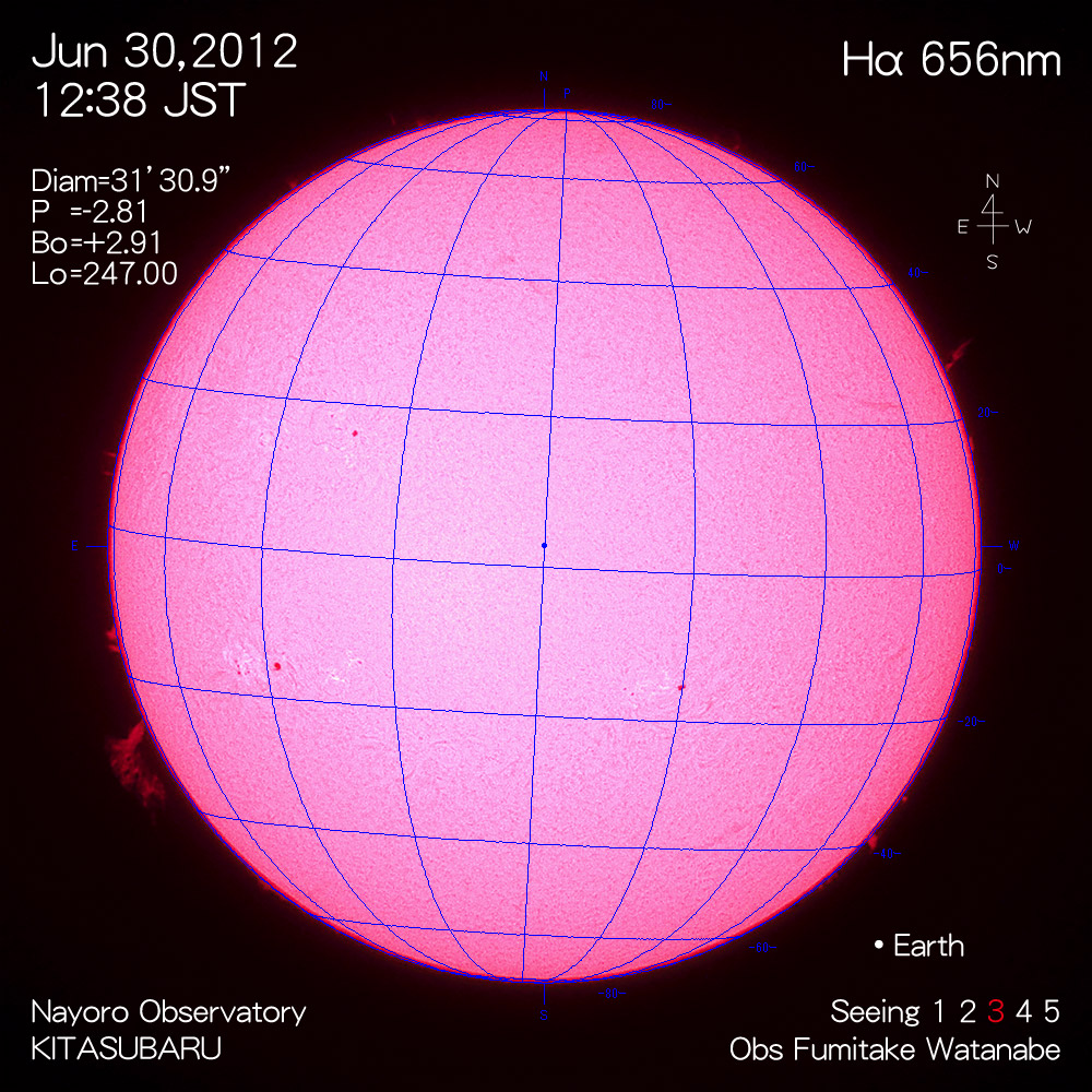 2012年6月30日Hα波長の太陽