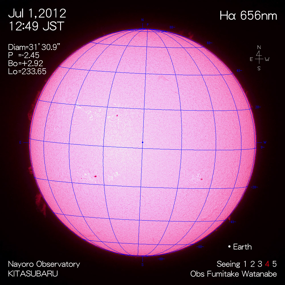 2012年7月1日Hα波長の太陽