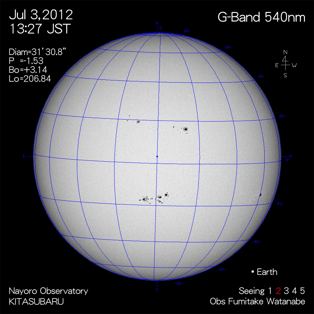 2012年7月3日540nm波長の太陽