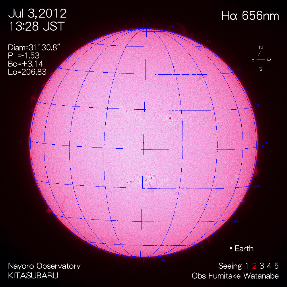 2012年7月3日Hα波長の太陽