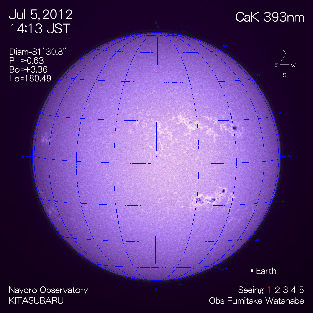 2012年7月5日CaK波長の太陽