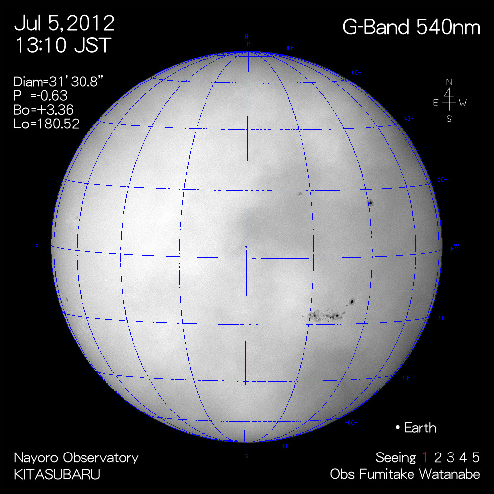 2012年7月5日540nm波長の太陽