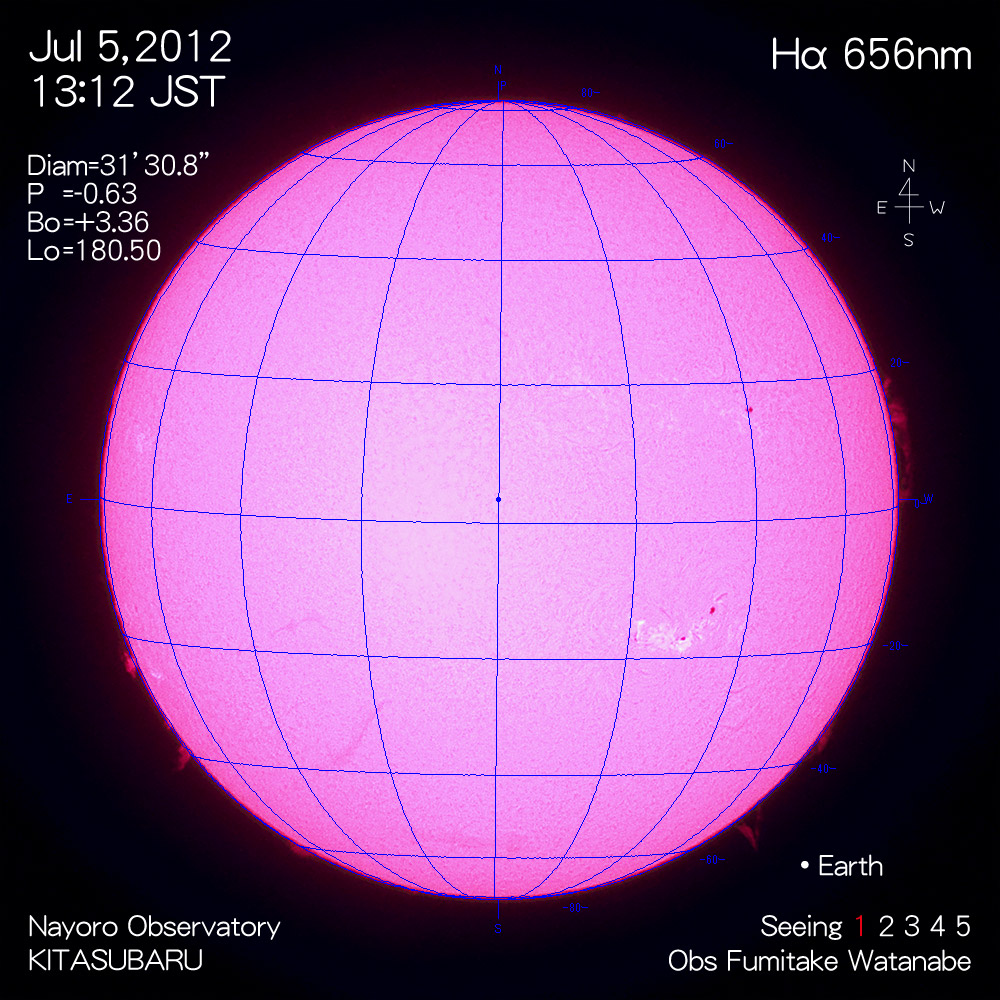 2012年7月5日Hα波長の太陽