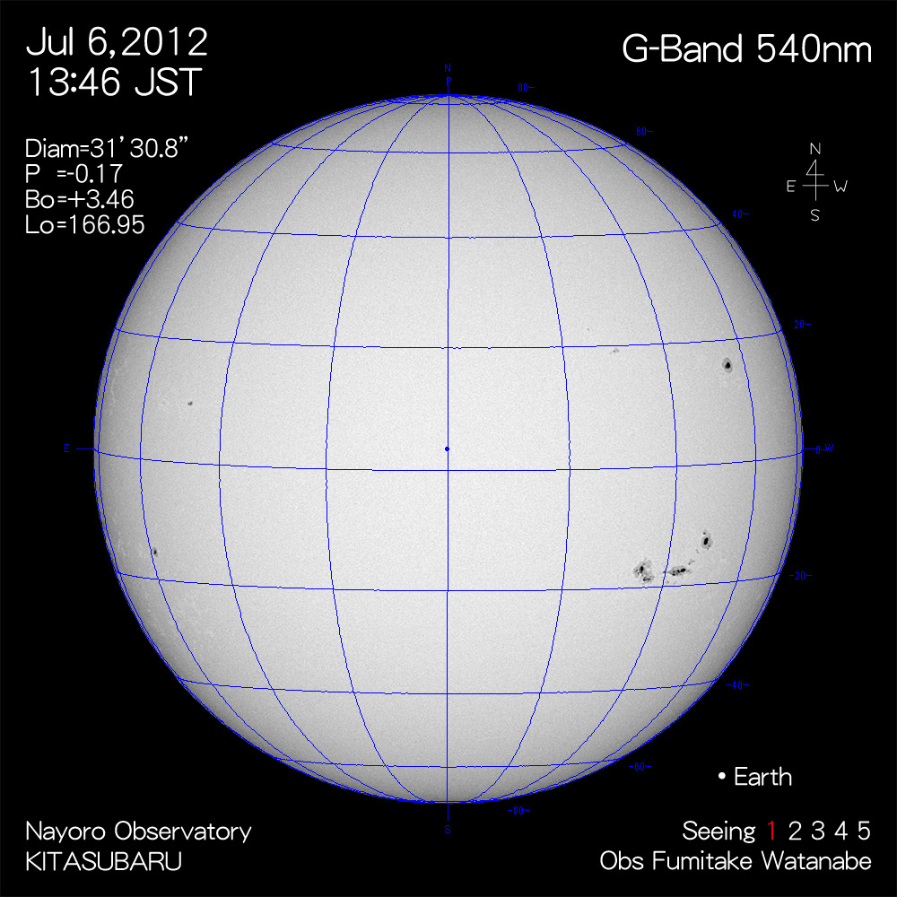 2012年7月6日540nm波長の太陽