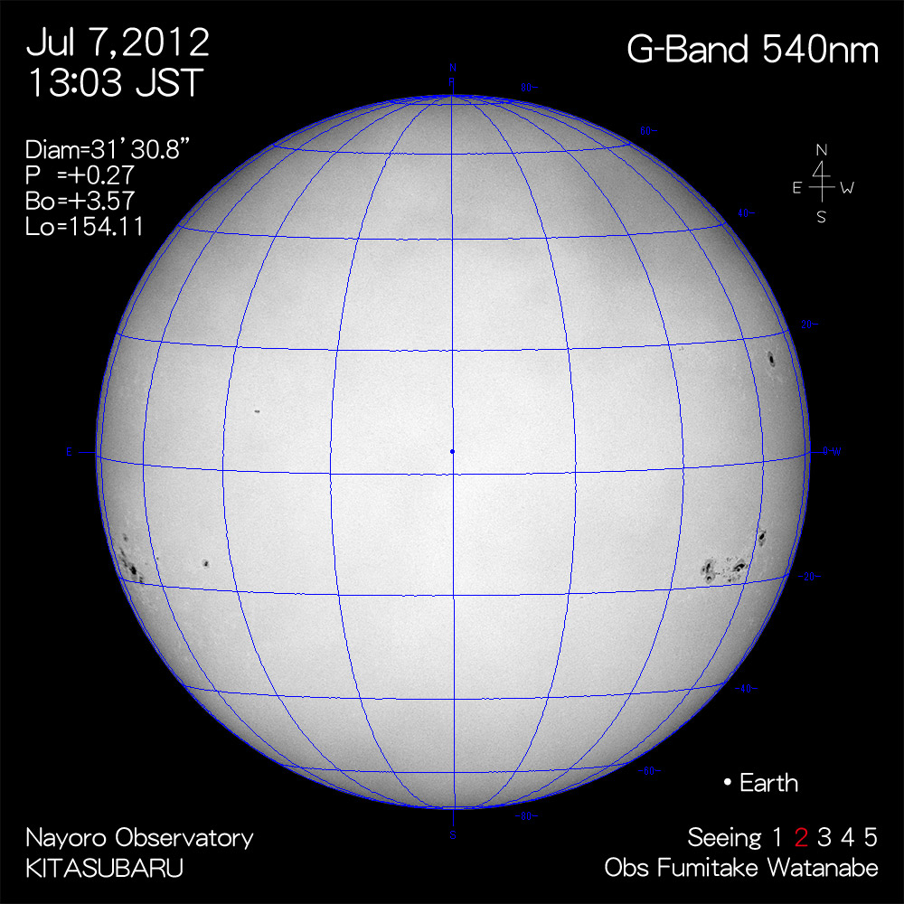 2012年7月7日540nm波長の太陽
